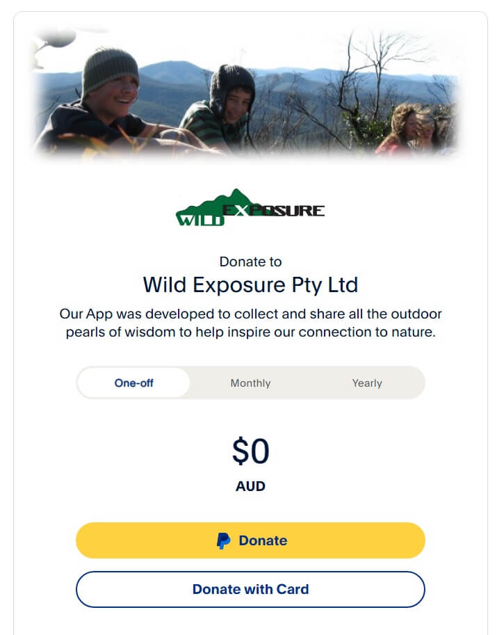 App Donations | Wild Exposure Inc